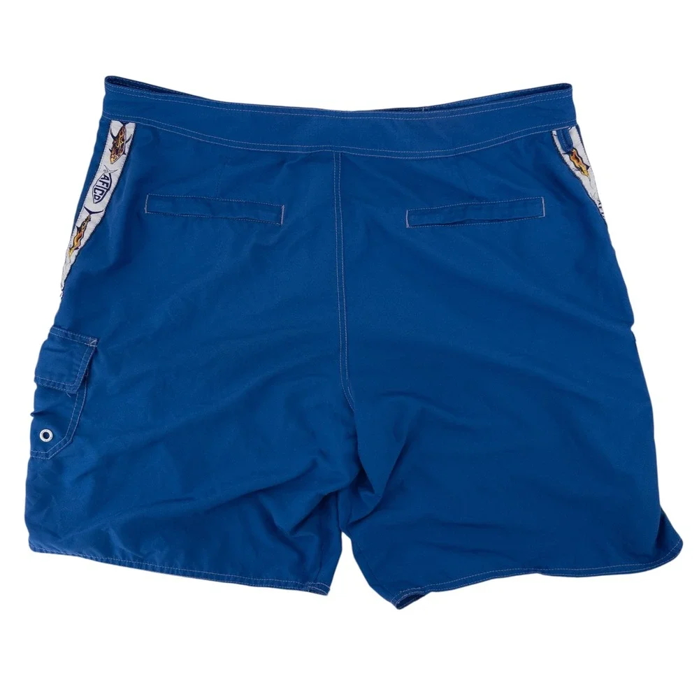 AFTCO Board Shorts Mens 38 Blue Fish Fishing Pool Outdoor Beach Surf Swim Trunks